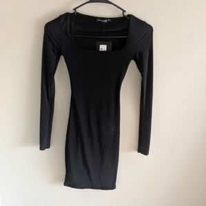 PLT Extreme Bodycon square neck black mini